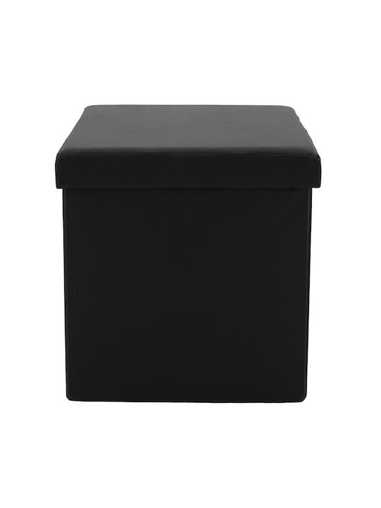 Stool For Living Room Upholstered with Fabric Crystal Black 38x38x38cm