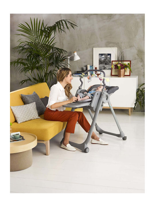 Chicco Polly Magic Foldable Highchair with Metal Frame & Fabric Seat Gray