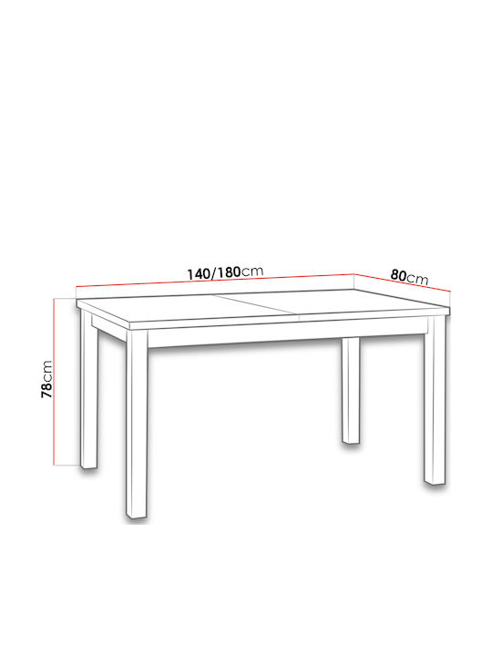 Modern I Table Kitchen Extendable Wooden Cherry 140x80x78cm