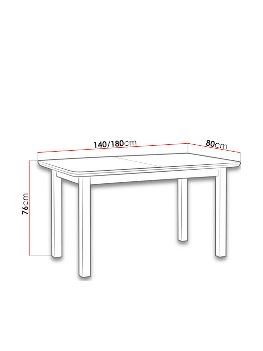 Venus Ii S Table Kitchen Extendable Wooden Cherry 140x80x76cm