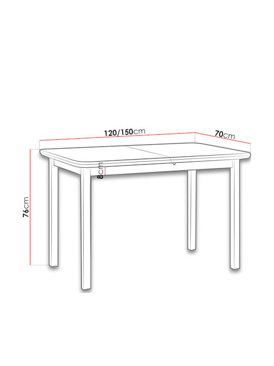 Min Iv Table Kitchen Extendable Wooden Cherry 120x70x76cm