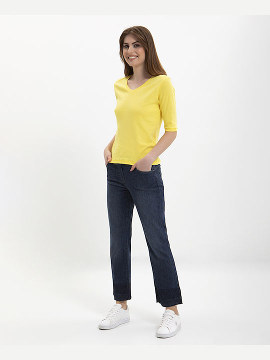 In Linea Firenze Women's T-shirt with V Neckline Yellow