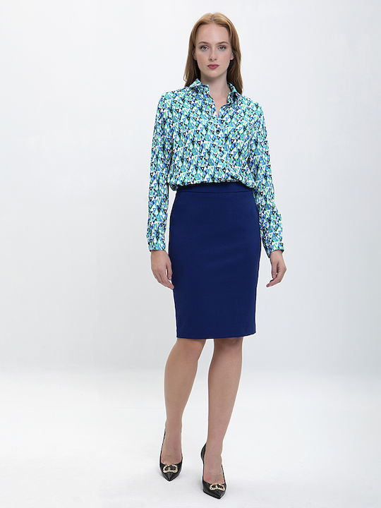 Laura Donini Pencil Midi Skirt in Blue color