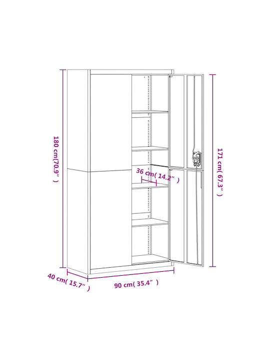 Kleiderschrank Büro Black 90x40x180cm