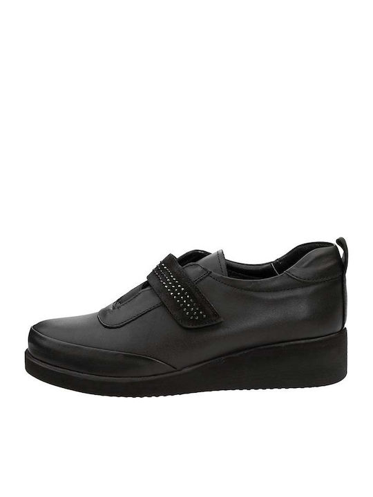 Γυναικεία Slip-On Δερμάτινα Μαύρα