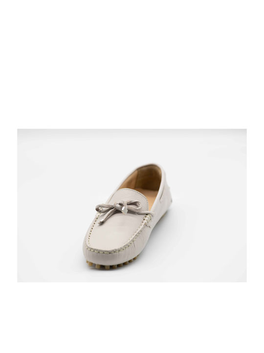 Boxer Leather Women's Moccasins in Beige Color