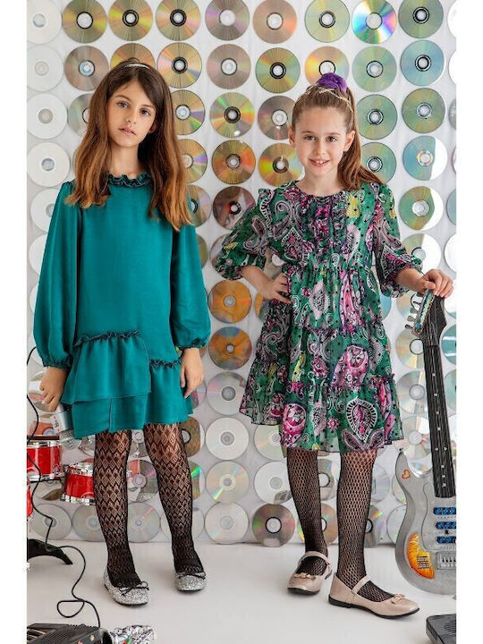 Kinderkleid Langärmelig Grünes 3205001.3008P