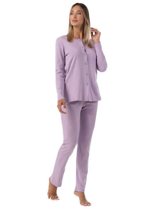 Secret Point Winter Damen Pyjama-Set Lila