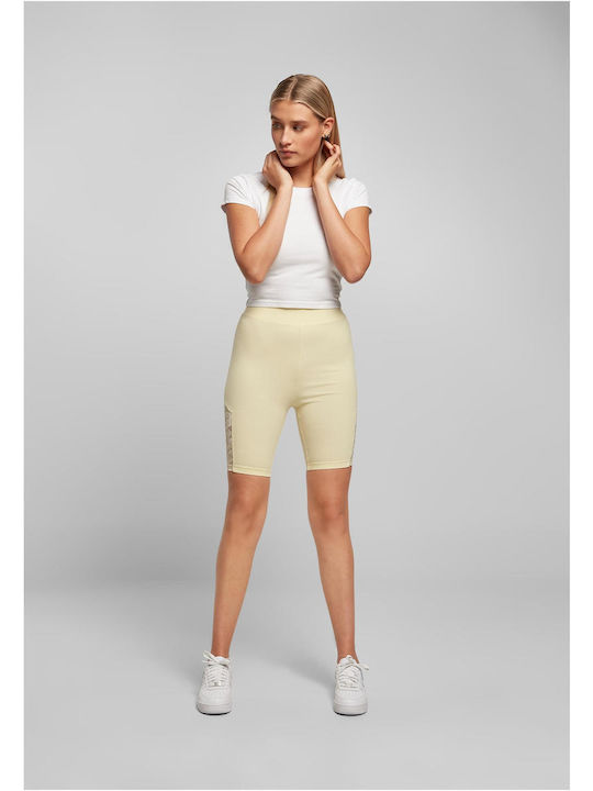 Frauen Kurze Hosen Leggings Hochgeschnitten Gelb