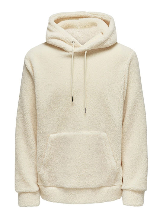 Only & Sons Men's Sweatshirt with Hood and Pockets White