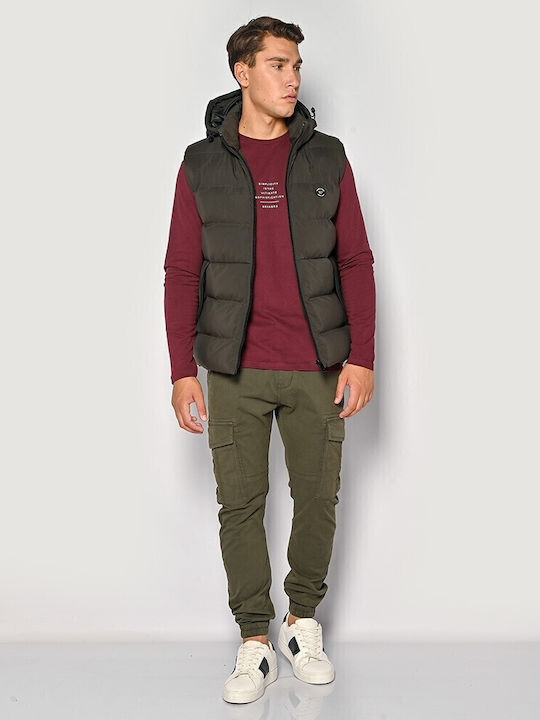 Sleeveless Winter Jacket Puffer Khaki
