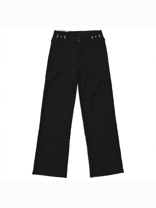 Ustyle Women's Fabric Trousers in Regular Fit Black