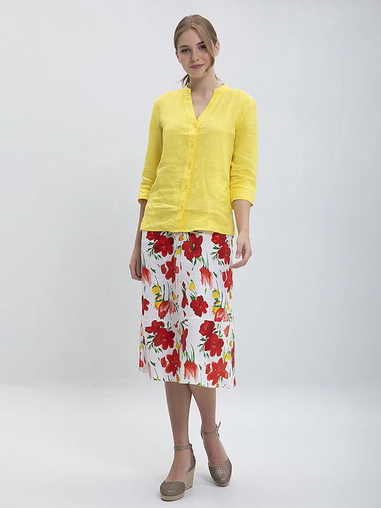 Clarina Linen Skirt Floral