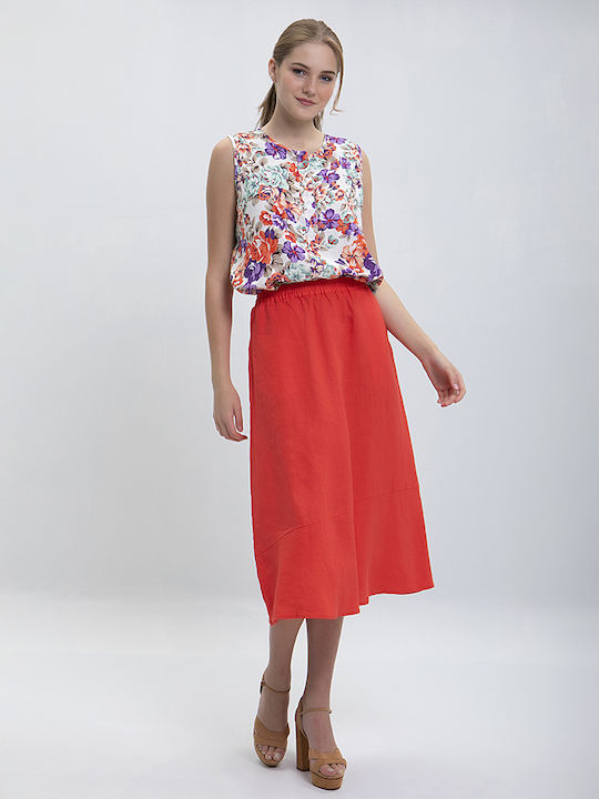 Clarina Linen Skirt Floral