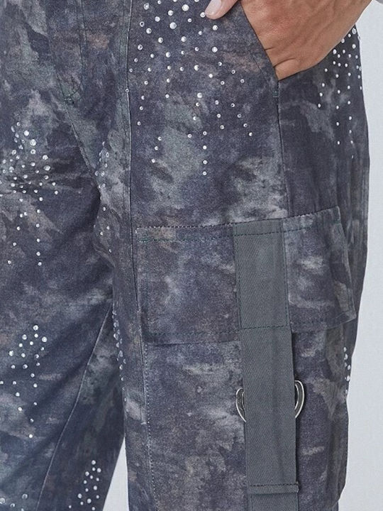 Damen Stoff Cargo Hose Gray