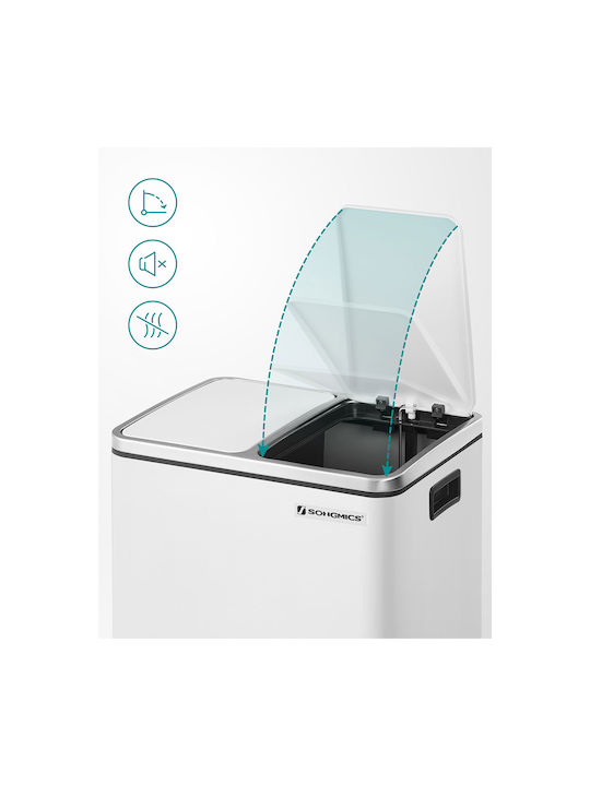 Songmics Soft-close Waste Bin Recycling Metallic with Pedal White 15lt 1pcs