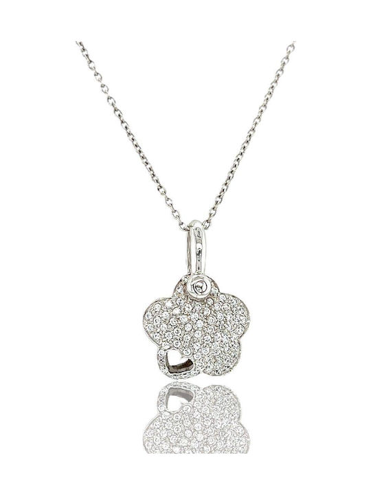 Xryseio Charm Цвете от Бяло Злато 14 Карата с Зиркон
