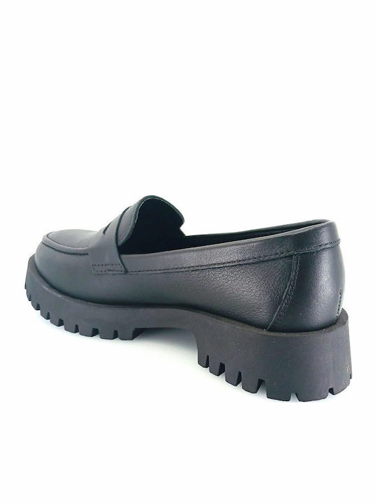 Leather Women's Loafers in Black Color