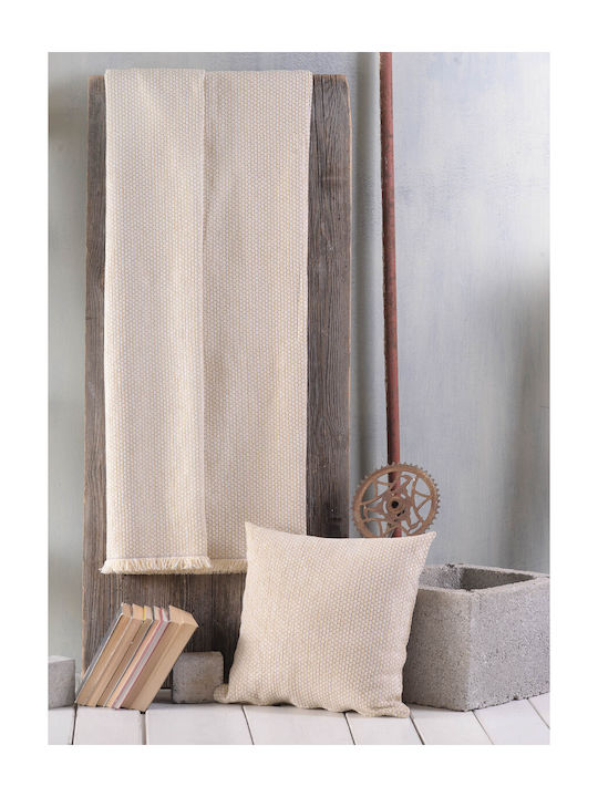 Rythmos Honey Dreisitzer-Sofa Wurf Chenille 180x280cm Ecru-Gelb