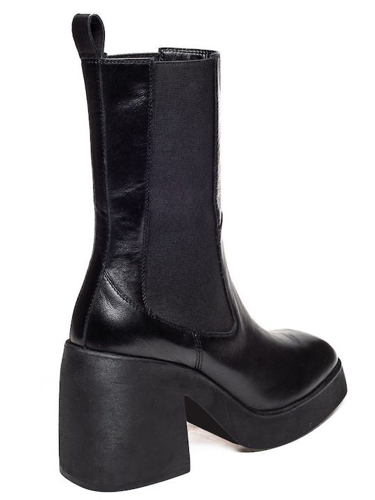 Leder Stiefeletten Damen Schwarz