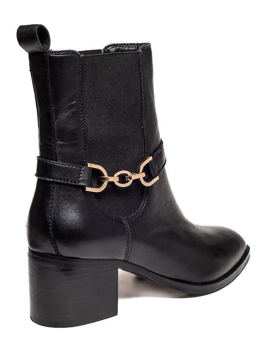 Leder Stiefeletten Damen Schwarz
