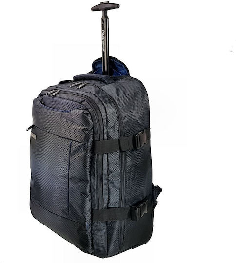 Diplomat Geantă Voiaj Înapoi 48lt Neagră Cu Roți Din Țesătură M40xL25xH55cm