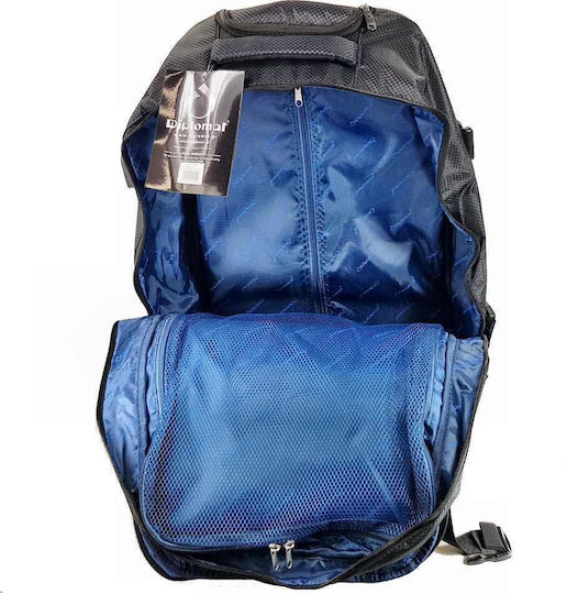Diplomat Geantă Voiaj Înapoi 48lt Neagră Cu Roți Din Țesătură M40xL25xH55cm