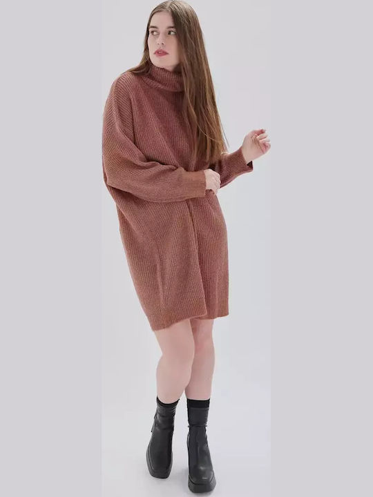 Mini Gestricktes Wickel Kleid Burgundisch