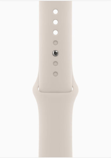 Apple Ceas Seria 9 Cellular Aluminiu 45mm Waterproof cu eSIM și Monitorizare Ritm Cardiac (Starlight cu Curea Sport Starlight S/M)
