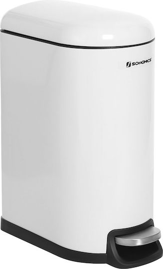 Songmics Μεταλλικό Καλαθάκι Μπάνιου Soft Close 10lt Λευκό