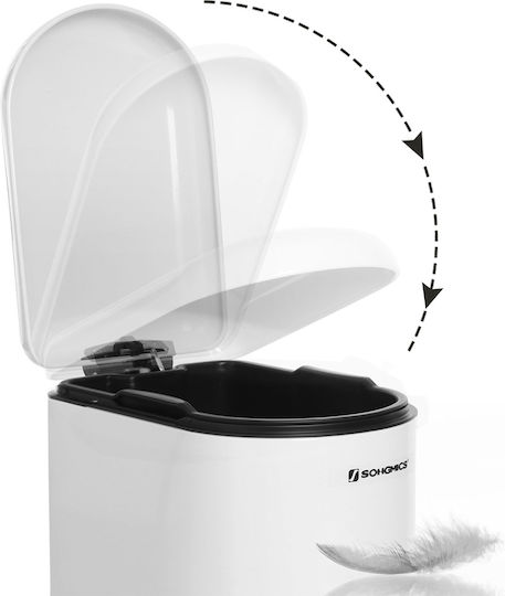 Songmics Μεταλλικό Καλαθάκι Μπάνιου Soft Close 10lt Λευκό