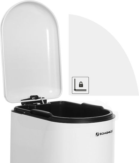 Songmics Μεταλλικό Καλαθάκι Μπάνιου Soft Close 10lt Λευκό