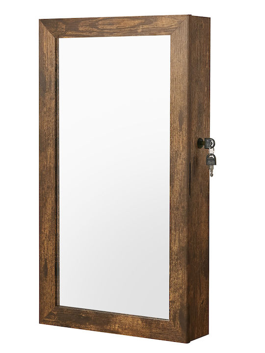 Songmics Wooden Jewellery Wardrobe with Mirror Brown 37x10x67cm