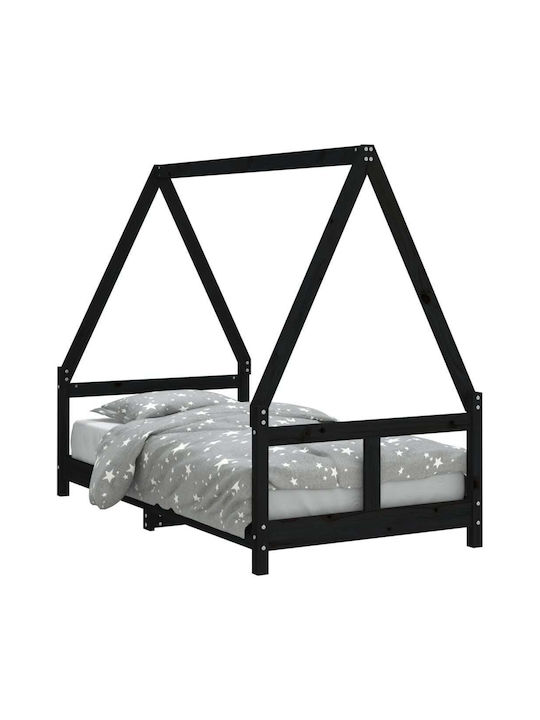 Παιδικό Κρεβάτι Μονό Μαύρο για Στρώμα 80x160cm