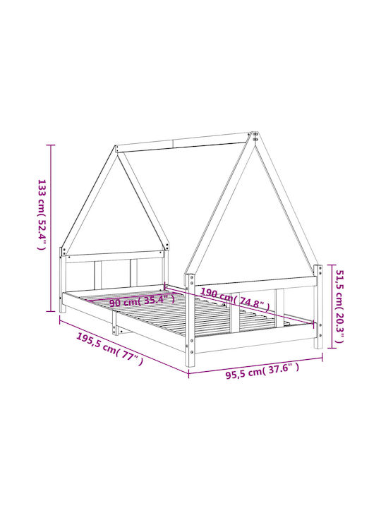 Παιδικό Κρεβάτι Μονό Μπεζ για Στρώμα 90x190cm
