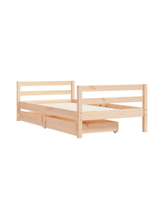 Kids Bed Single with Storage Space Beige for Mattress 80x160cm