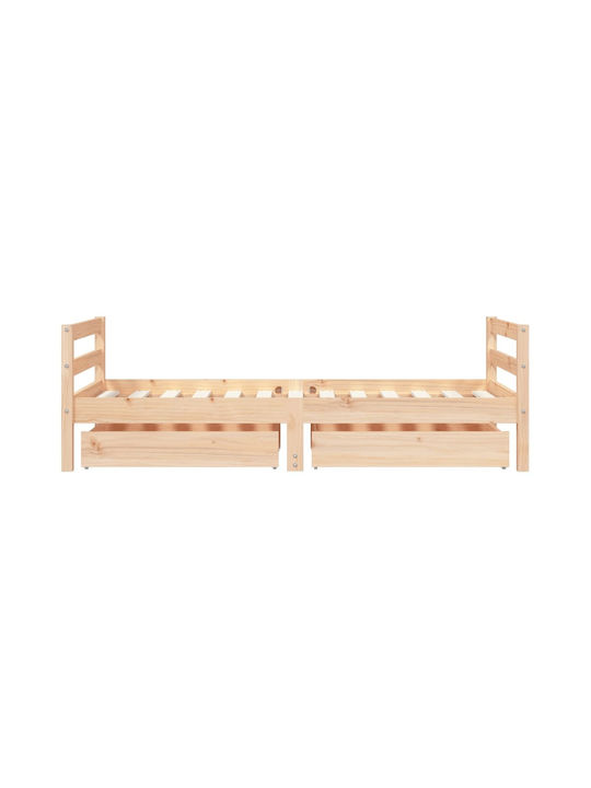 Kids Bed Single with Storage Space Beige for Mattress 80x160cm