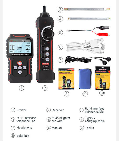 Noyafa NF-8209S Cable Tester Network RJ45 Digital