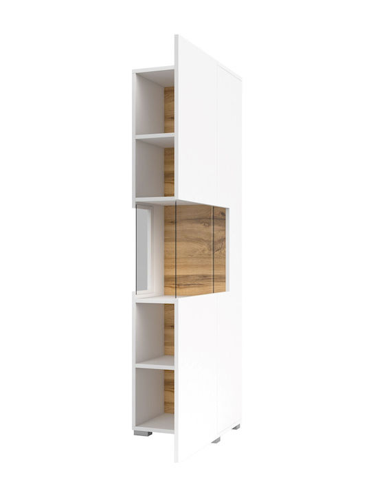 Fairy 5 Floor-standing Living Room Display Cabinet made of Particleboard with Glass White 36x30x140cm