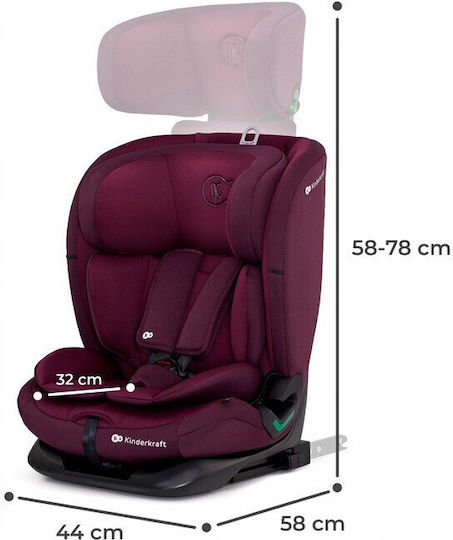 Kinderkraft ONETO3 Scaun Auto pentru Copii i-Size cu Isofix perlă de cireșe 9-36 kg