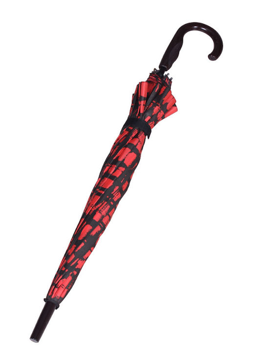 Regenschirm mit Gehstock Rot