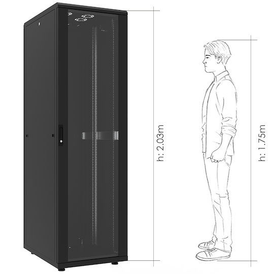 Canovate Επιδαπέδια Καμπίνα Rack 42U 60x100cm Μαύρο CSN-U-9-4260A