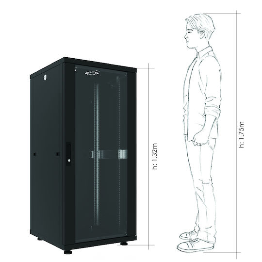 Canovate Επιδαπέδια Καμπίνα Rack 26U 60x80cm Μαύρο CSN-U-9-2668A
