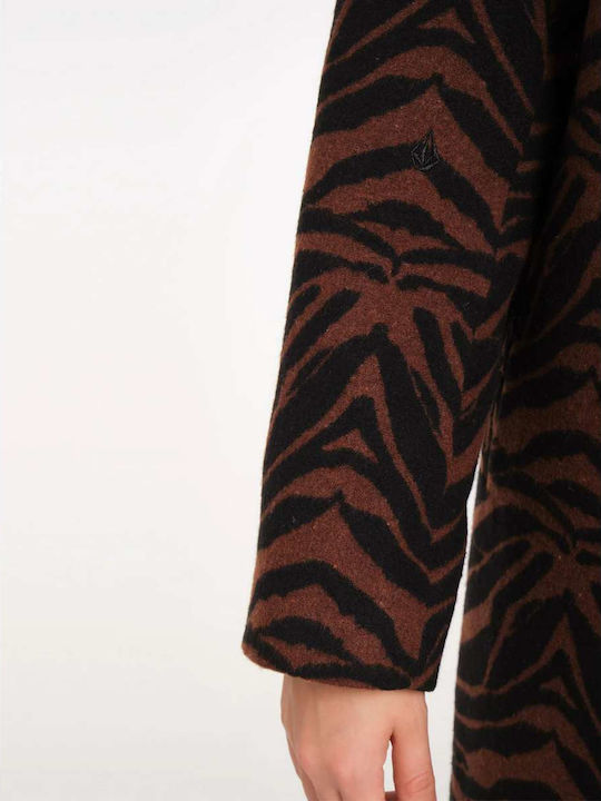Acousteeq Coat Γυναικείο Καφέ Παλτό με Κουμπιά