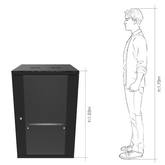 Canovate Επιτοίχια Καμπίνα Rack 21U 60x65cm Μαύρο WS3D-9-216HA