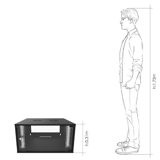 Canovate Επιτοίχια Καμπίνα Rack 6U 60x60cm Μαύρο WC1S-9-0666A