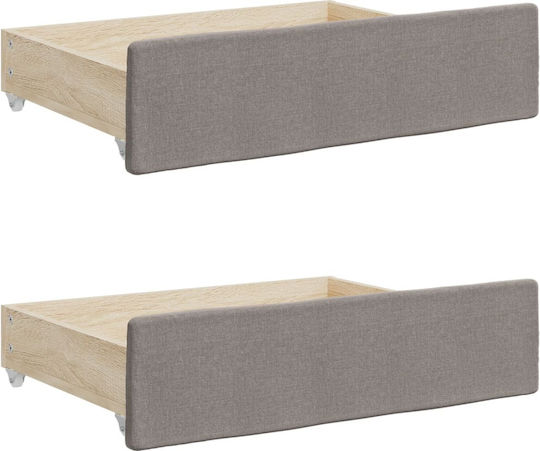 vidaXL Bed Drawer made of Wood with Wheels in Brown Color 67x50x16cm 2pcs