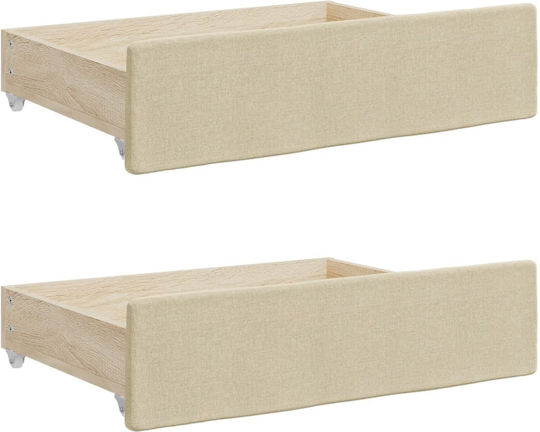 vidaXL Bettkasten aus Holz mit Rollen in Beige Farbe 67x50x16cm 2Stück