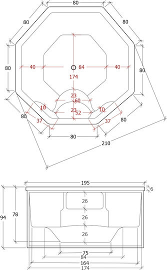 Sanitec Medusa Spa Вана Акрил с хидромасаж 195x195см