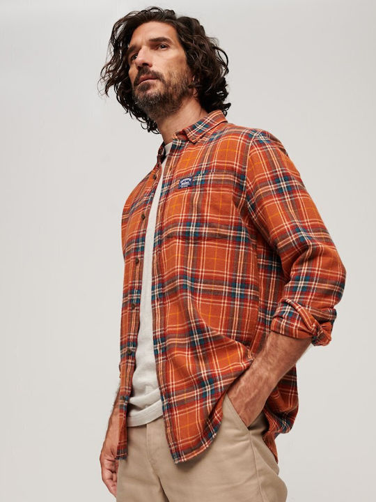 Lumberjack Long-sleeved Cotton Shirt Checked Orange